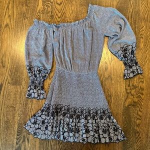 Alexis Navy Off Shoulder Polka Dot Mini